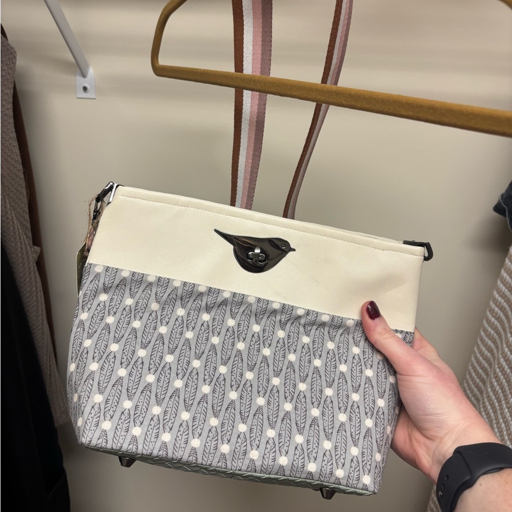 Cream and Gray Women's crossbody purse